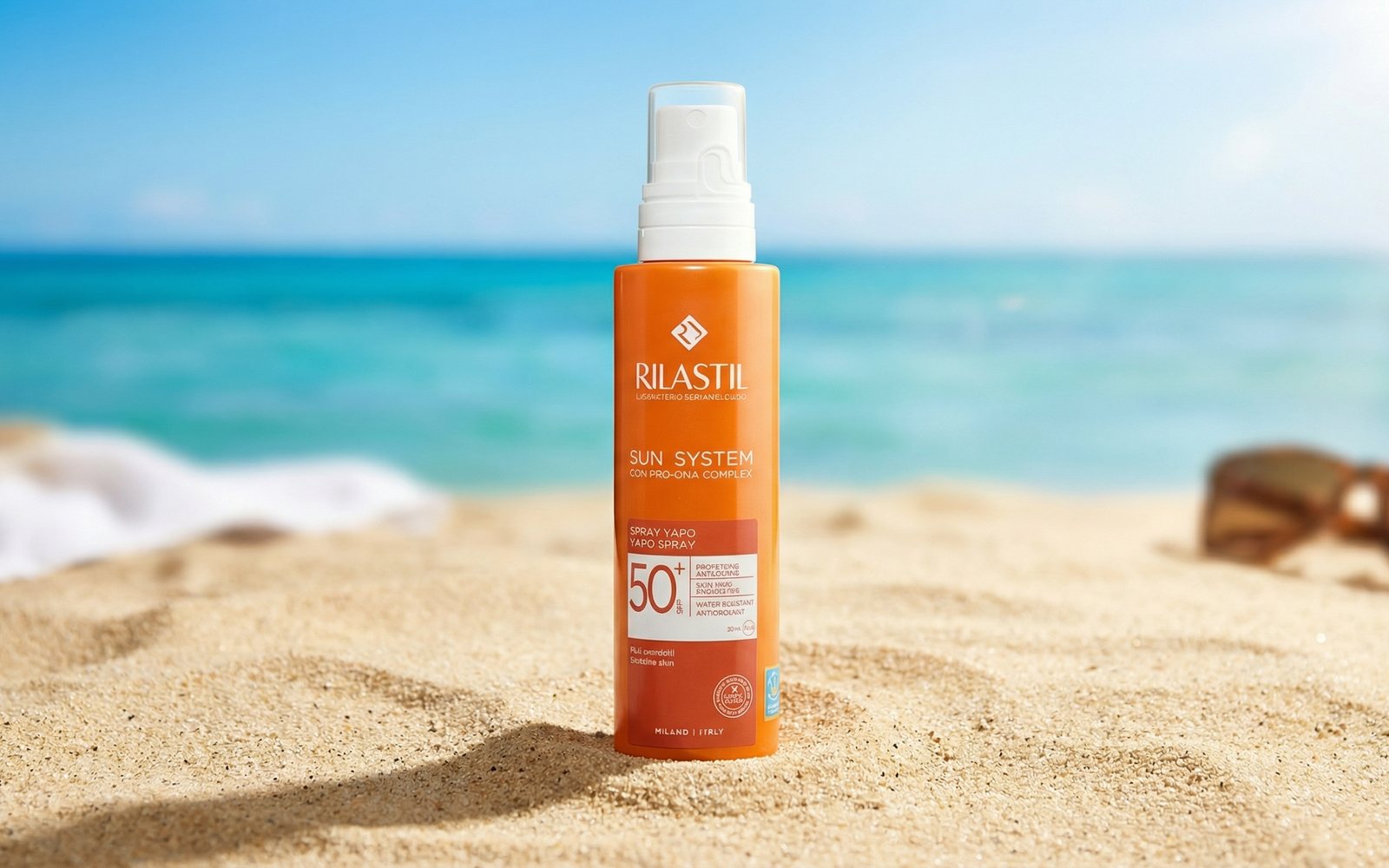 Crema solare ambientata in spiaggia