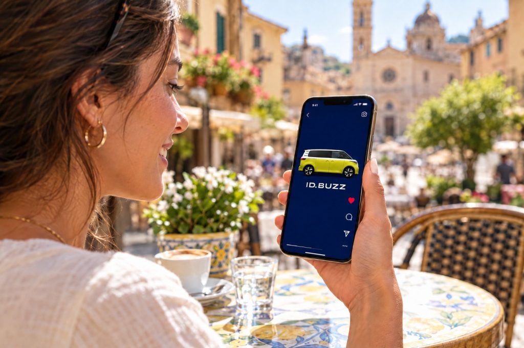 Il Reel verticale di lancio di Volkswagen ID.Buzz guardato su smartphone