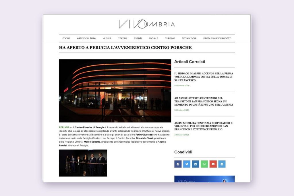 L’inaugurazione del Centro Porsche Perugia raccontata dalla stampa locale