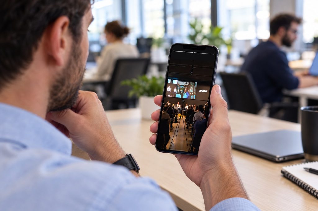 Storie Instagram del QNAP Italia Partner Conference Day su smartphone