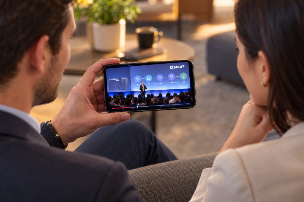 Video evento QNAP Italia in HD guardato su smartphone