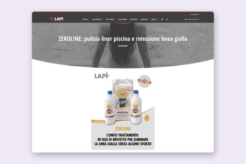 Pagina ZEROLINE sul sito lapichimici.it