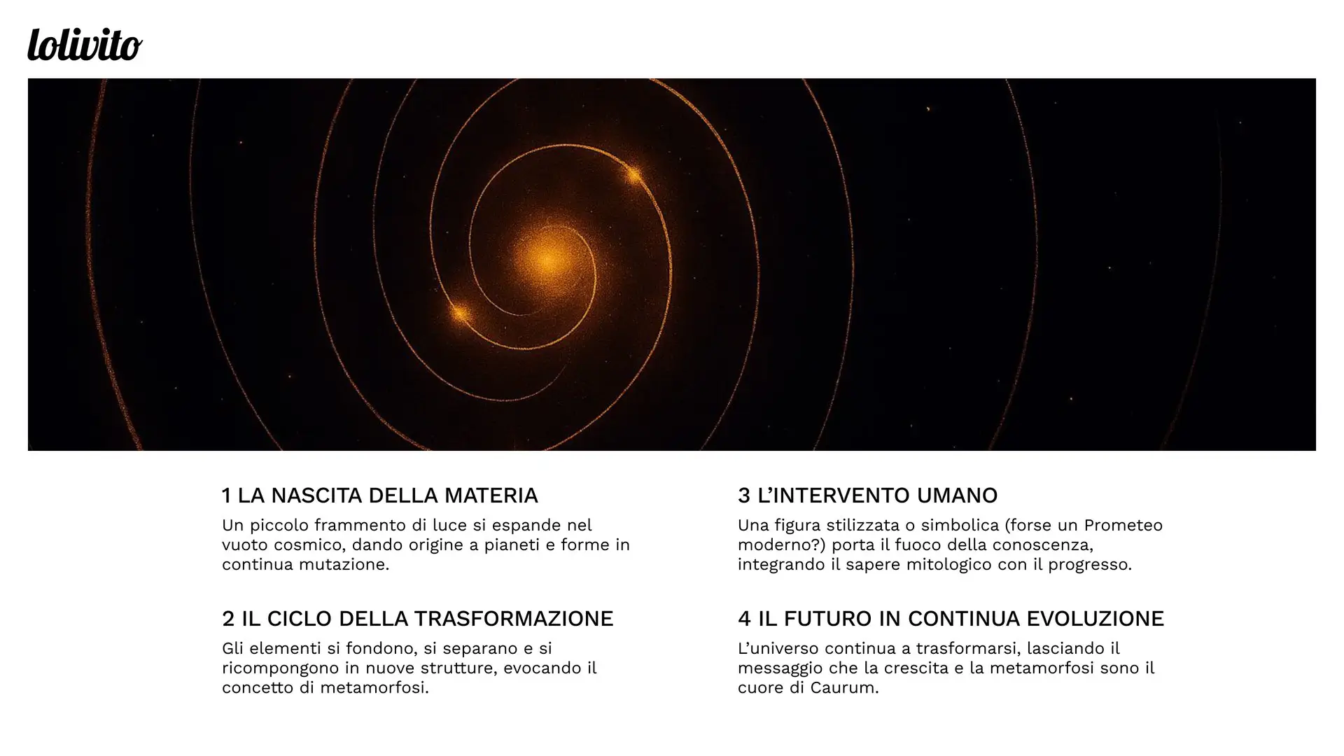 La struttura del concept video Universo in Metamorfosi in quattro capitoli