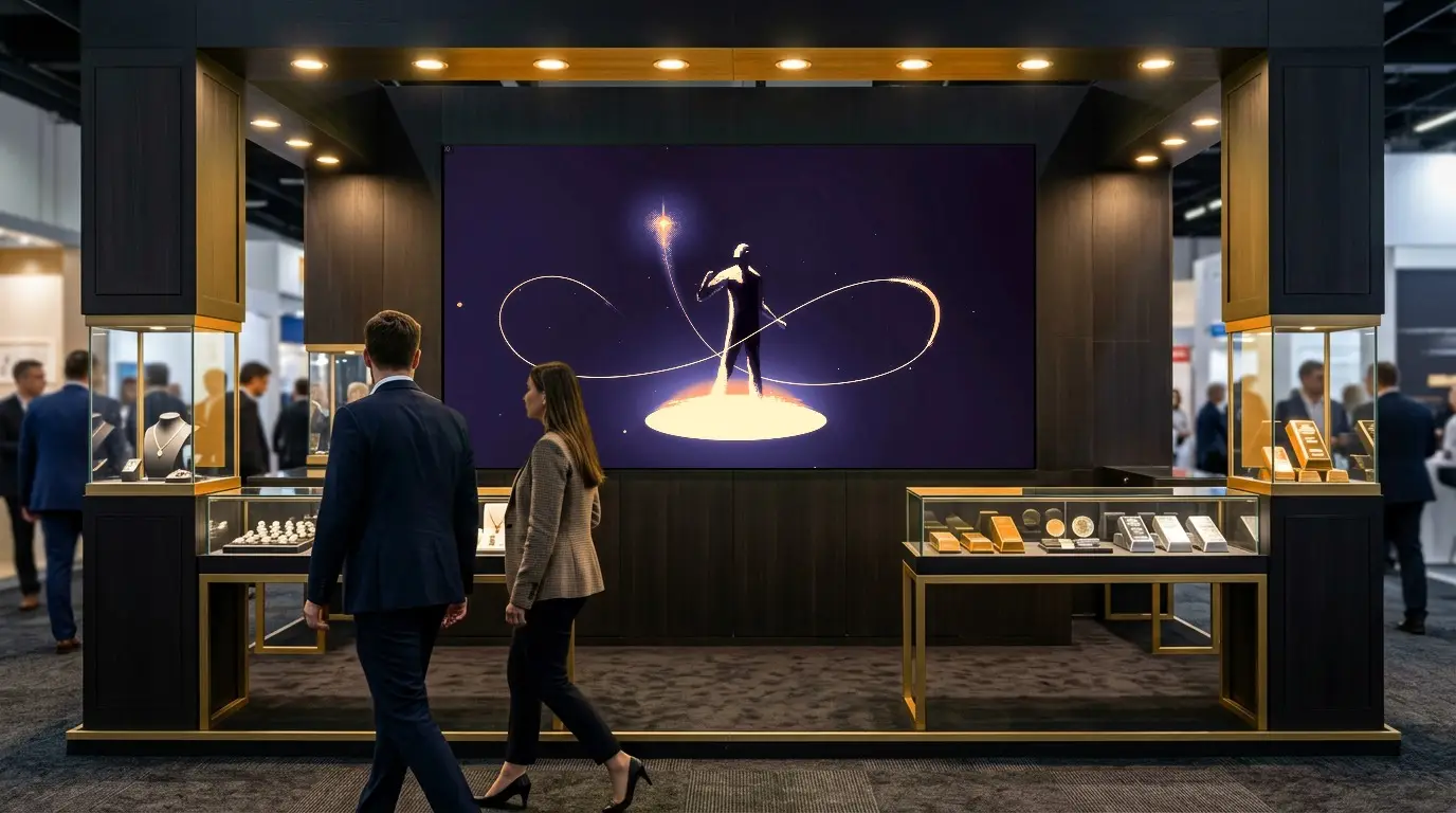 Simulazione: il video Caurum sul videowall di uno stand in fiera