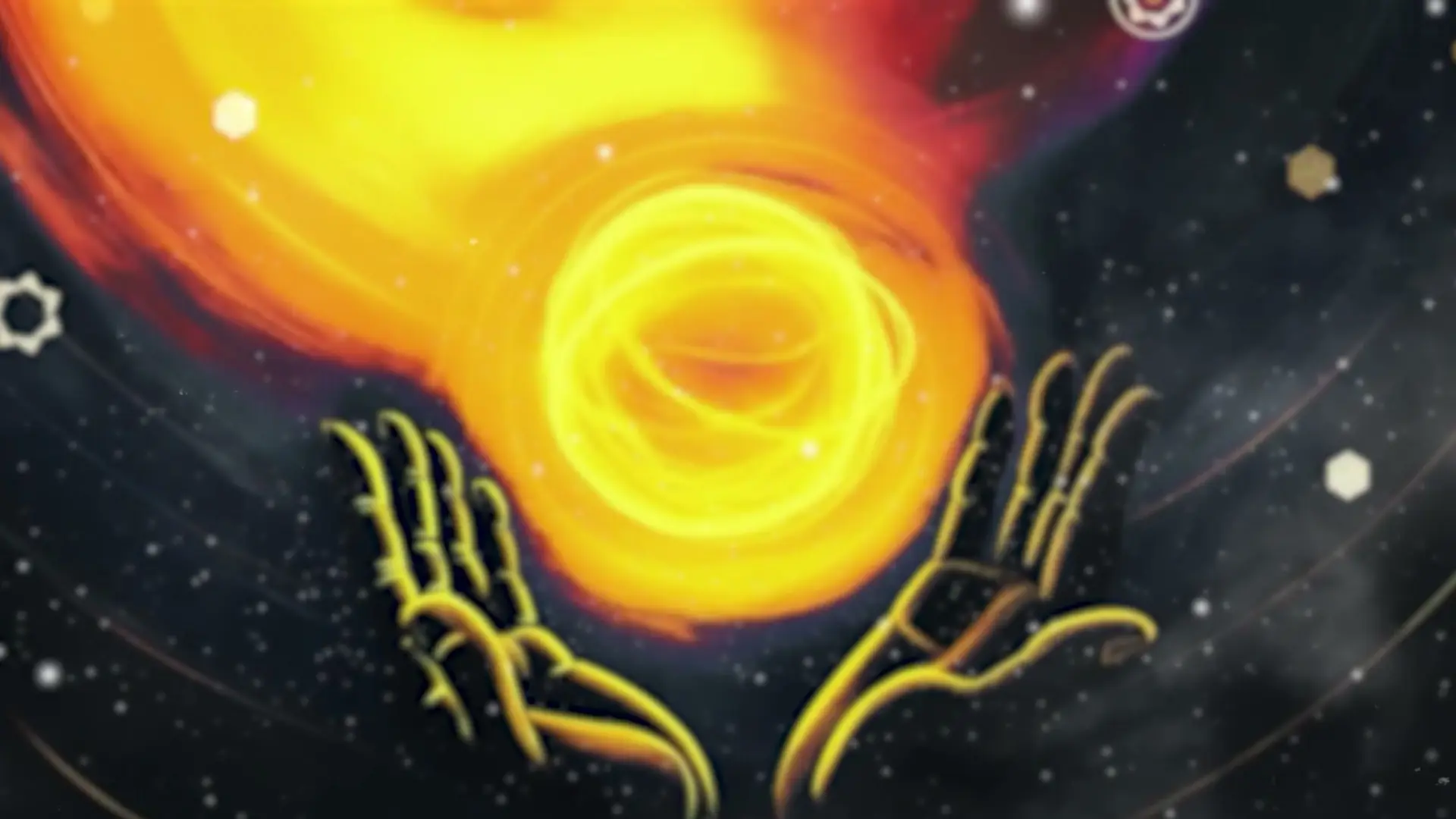 L’energia scende tra le mani disegnate a mano