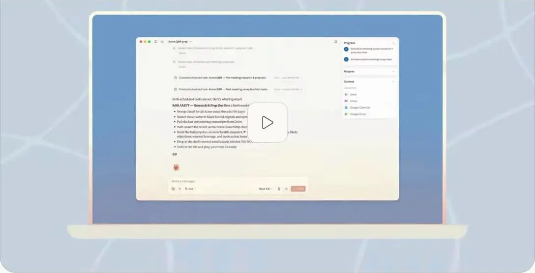 Claude Cowork mentre porta avanti un’attività con più passaggi e connettori