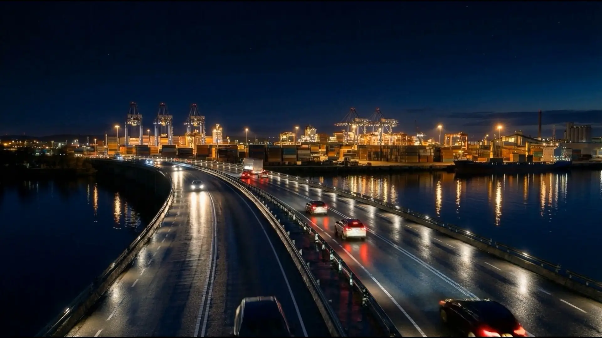 Illuminazione radente MATREX su un ponte stradale di notte