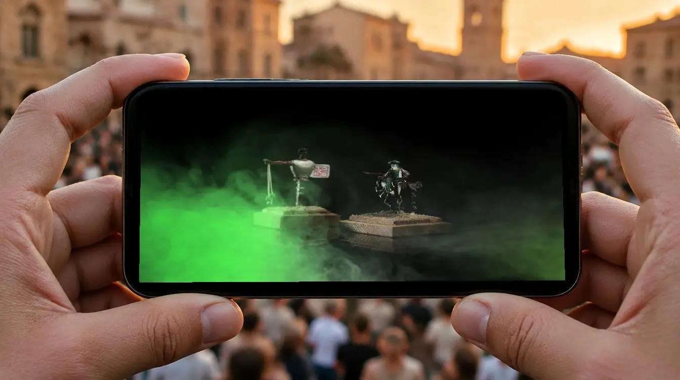 Simulazione: la sigla su uno smartphone in Piazza Grande